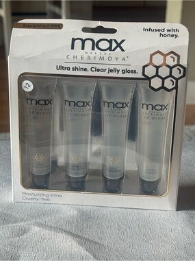 Max Makeup Cherimoya Honey Clear Lip Gloss Gift Set 4 Pc Ultra Shine New